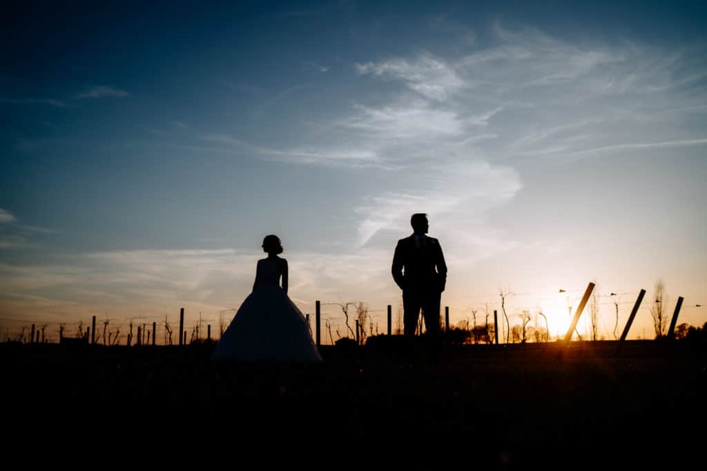Silhouette Wedding Couple at Providence Vineyards